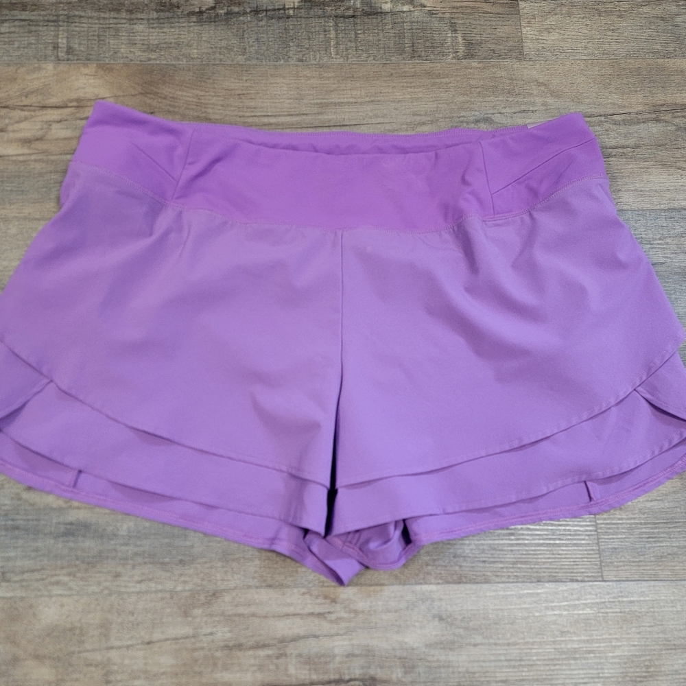 CALIA Stay The Path Stretch Woven Athletic Shorts Lilac Purple Built In Brief 2X